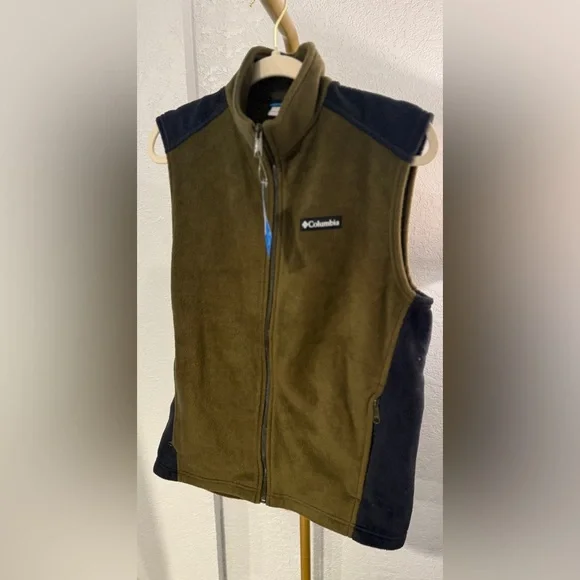 Columbia Men’s Fleece Vest Olive Green Black Size Small NWT Full Zip - Picture 7 of 9